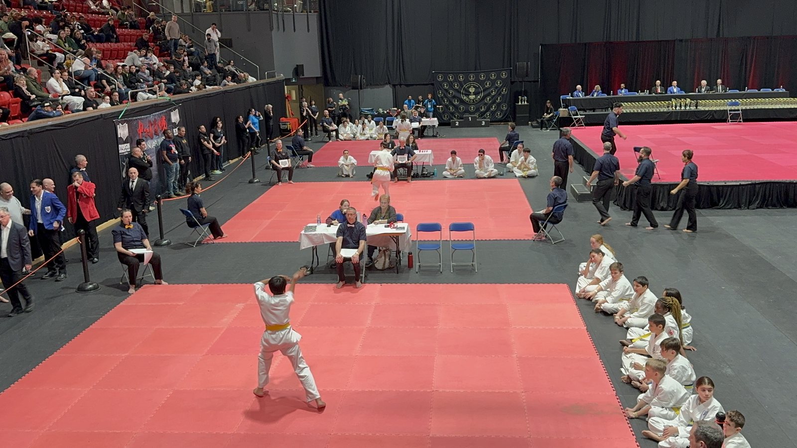 Jeune karatéka exécutant un kata en compétition
